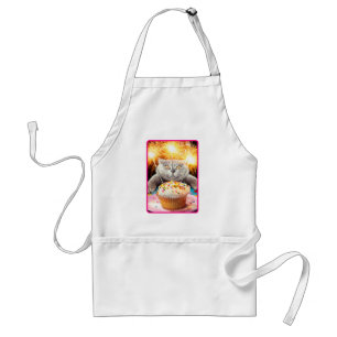 Cat With Sparkler Cupcake Standard Apron