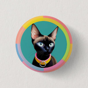 Cat With Striking Eyes by Circular Mirror 3 Cm Round Badge