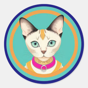 Cat With Striking Eyes by Circular Mirror Classic Round Sticker