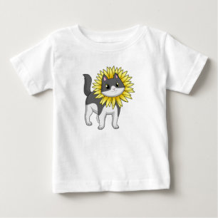 Cat with Sunflower Baby T-Shirt