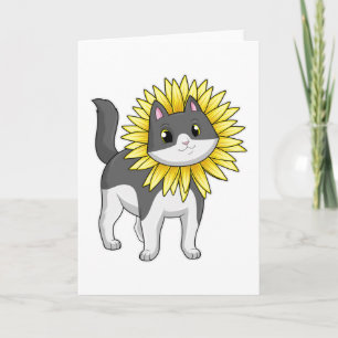 Cat with Sunflower Card