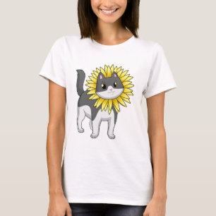 Cat with Sunflower T-Shirt