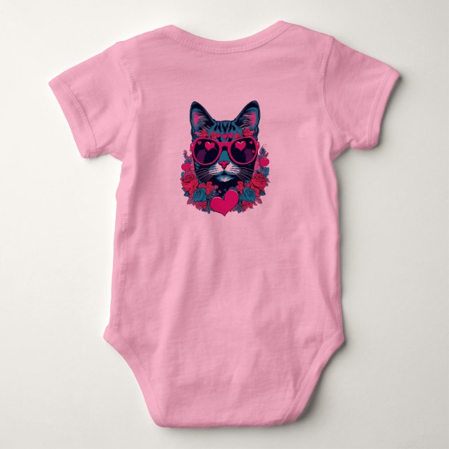 Cat with Sunglasses Baby Bodysuit (Back)