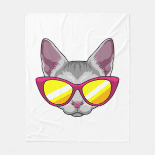 Cat with Sunglasses Fleece Blanket