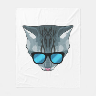 Cat with Sunglasses Fleece Blanket