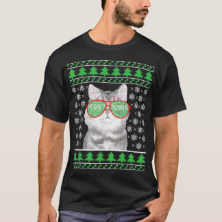 Cat With Sunglasses Meowy Ugly Christmas Sweater