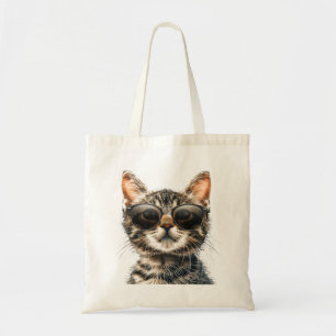 Cat with sunglasses tote bag