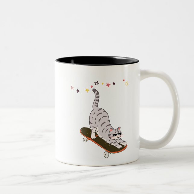 Cat with the Board Two-Tone Coffee Mug (Right)