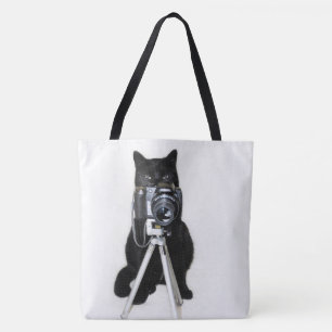Cat with the Camera All Over Print Tote Bag
