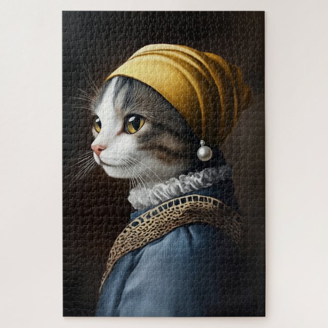 Cat with the Pearl Earring Jigsaw Puzzle (Vertical)