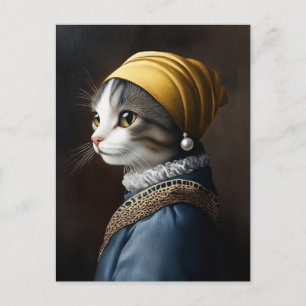 Cat with the Pearl Earring Postcard