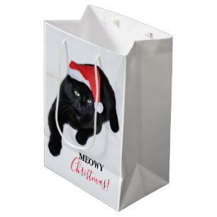 Cat with the Red Santa Hat Medium Gift Bag