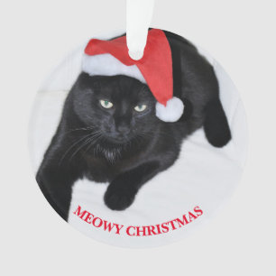 Cat with the Red Santa Hat Ornament