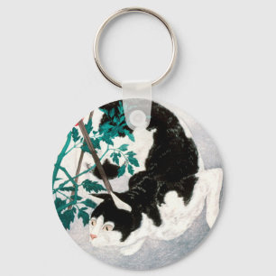 Cat with Tomato Plant (1931) by Hiroaki Takahashi Key Ring