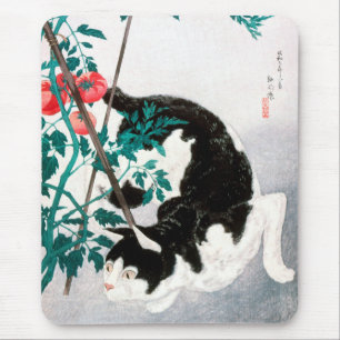 Cat with Tomato Plant (1931) by Hiroaki Takahashi Mouse Mat