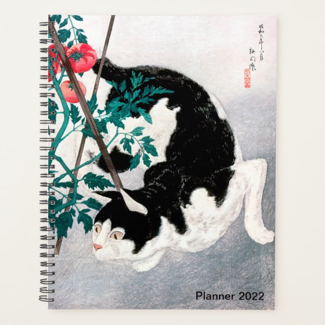Cat with Tomato Plant by Takahashi, Japanese Art, Planner (Front)