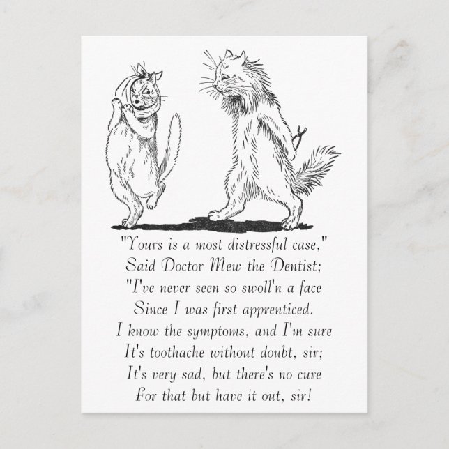 Cat with Toothache Visits Dentist Postcard (Front)