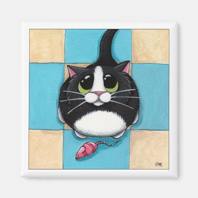 Cat with Toy Mouse Magnet (Front)