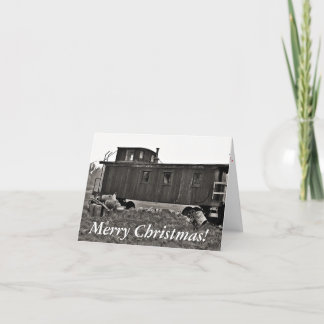Cat with Train Christmas card - Winter's Beauty