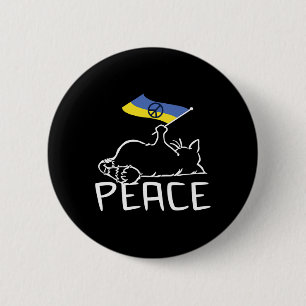 Cat With Ukraine Flag 6 Cm Round Badge
