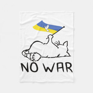 Cat With Ukraine Flag No War  Fleece Blanket
