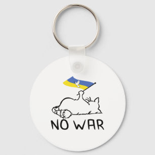 Cat With Ukraine Flag No War Key Ring