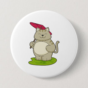 Cat with  Umbrella 7.5 Cm Round Badge