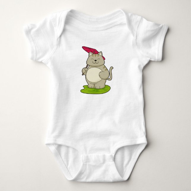 Cat with  Umbrella Baby Bodysuit (Front)