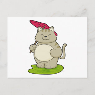 Cat with  Umbrella Postcard