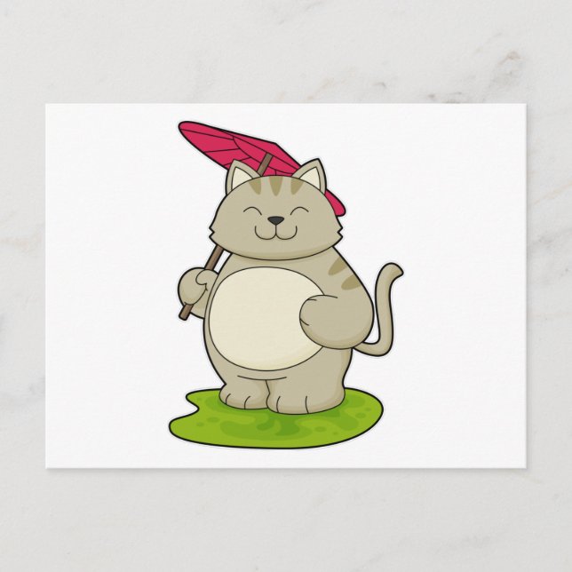 Cat with  Umbrella Postcard (Front)