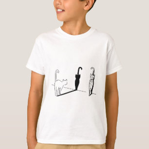 Cat with Umbrella Shadow Art – Minimalist Black Ca T-Shirt