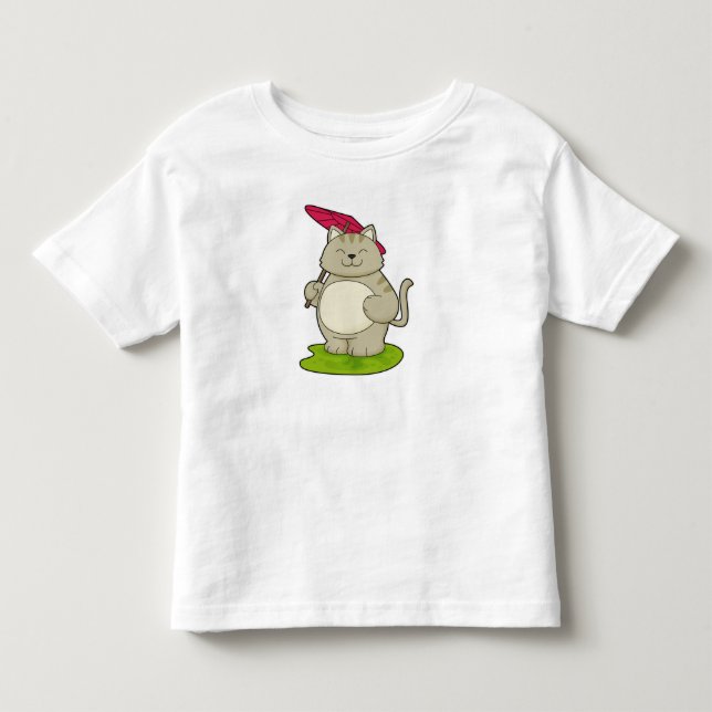 Cat with  Umbrella Toddler T-Shirt (Front)