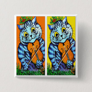 Cat With Violin by Louis Wain 15 Cm Square Badge