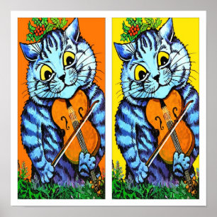 Cat With Violin by Louis Wain Poster