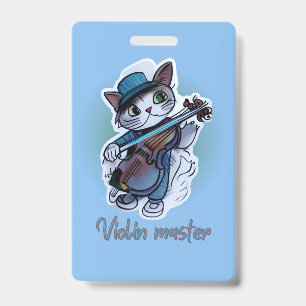 Cat with violin T-Shirt ID Badge