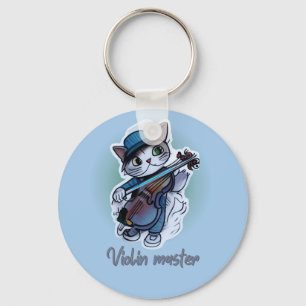 Cat with violin T-Shirt Key Ring