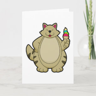 Cat with Waffle ice cream Card