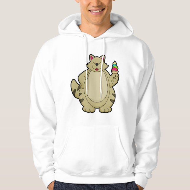 Cat with Waffle ice cream Hoodie (Front)