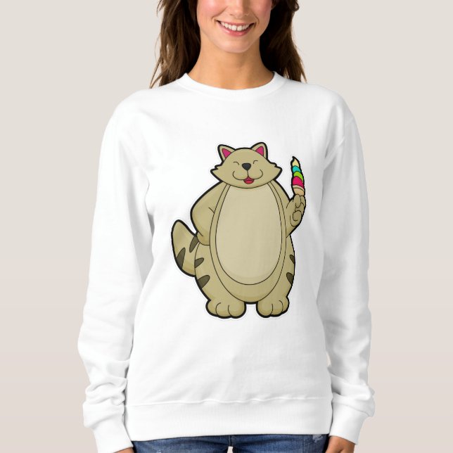 Cat with Waffle ice cream Sweatshirt (Front)