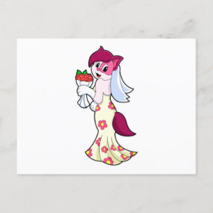 Cat with Wedding dress & Bunch of Flower Postcard
