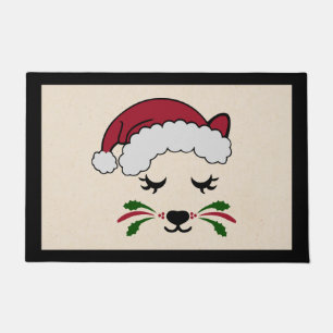 Cat with Whiskers Christmas Doormat Door Mat