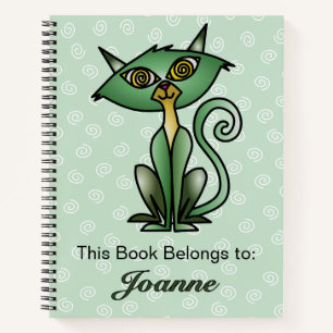 Cat with White Swirl Background Notebook