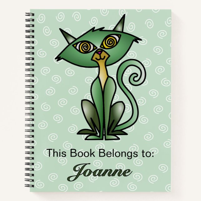 Cat with White Swirl Background Notebook (Front)