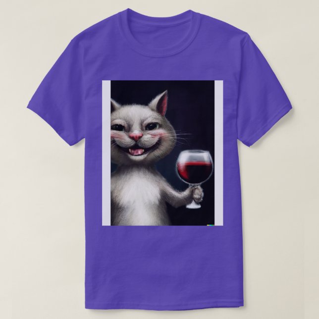 Cat with Wine 1 T-Shirt (Design Front)