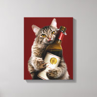 Cat With Wine Bottle