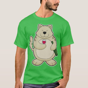 Cat with Wine glass Wine bottle T-Shirt