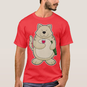 Cat with Wine glass Wine bottle T-Shirt