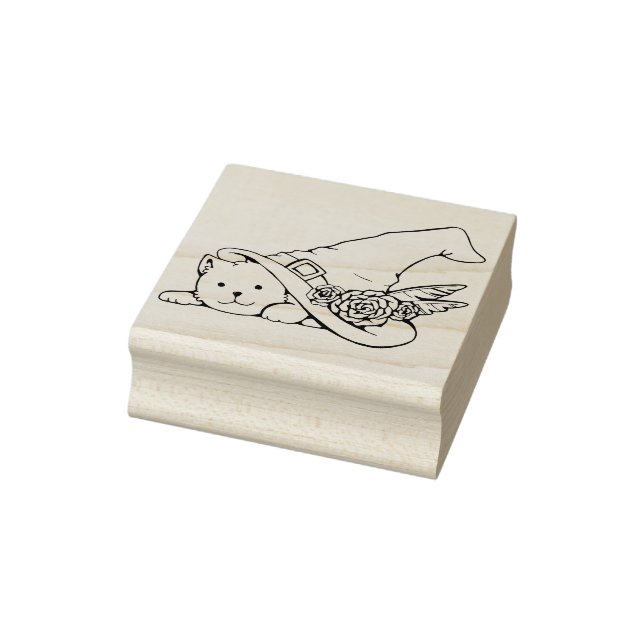 cat with witch hat art stamp (Stamp)