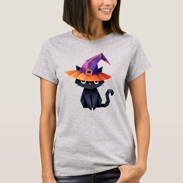 Cat with Witch’s Hat  T-Shirt (Front)