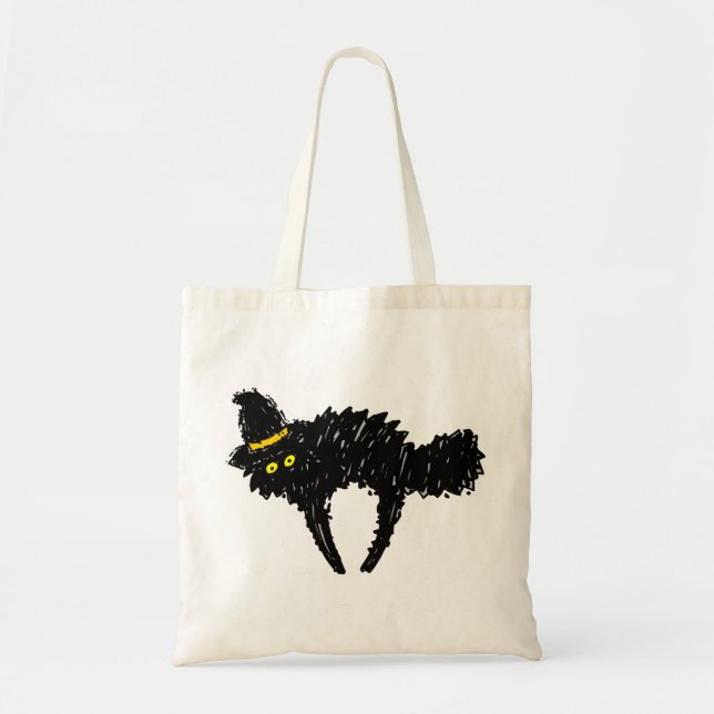 Cat with Witch's Hat Tote Bag (Front)